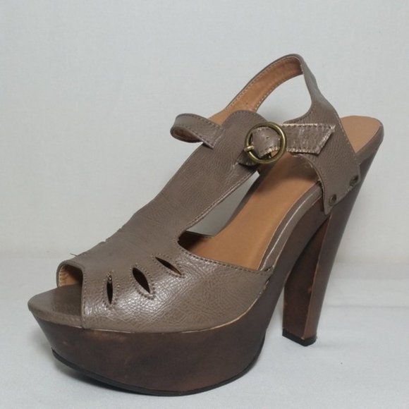 Qupid Womens Strappy High Heeled Sandals brown 9 - Picture 2 of 8